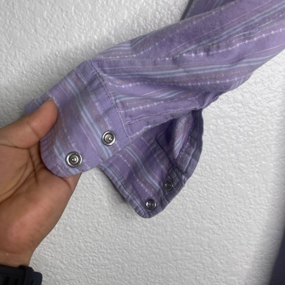 The North Face Womens 3/4 Sleeve Striped Button Down Shirt Purple Medium M - Picture 9 of 15